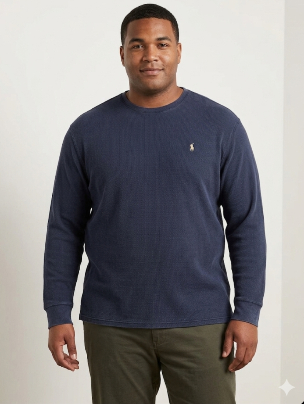 Polo Ralph Lauren Waffle Knit Thermal Long Sleeve Shirt Men 3XT 3XL Navy Classic